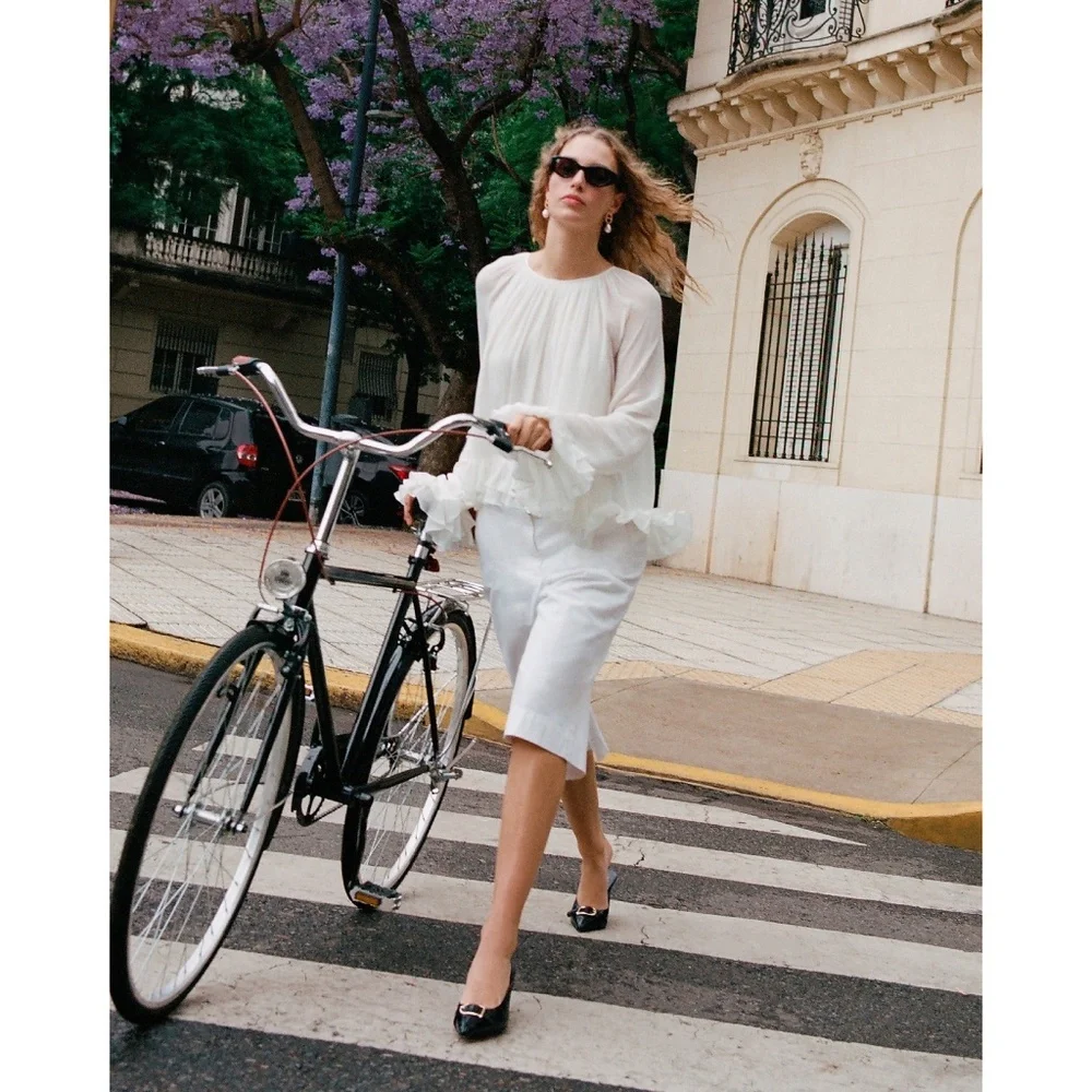 J. Crew Collection Ruffle Top in Viscose Chiffon
